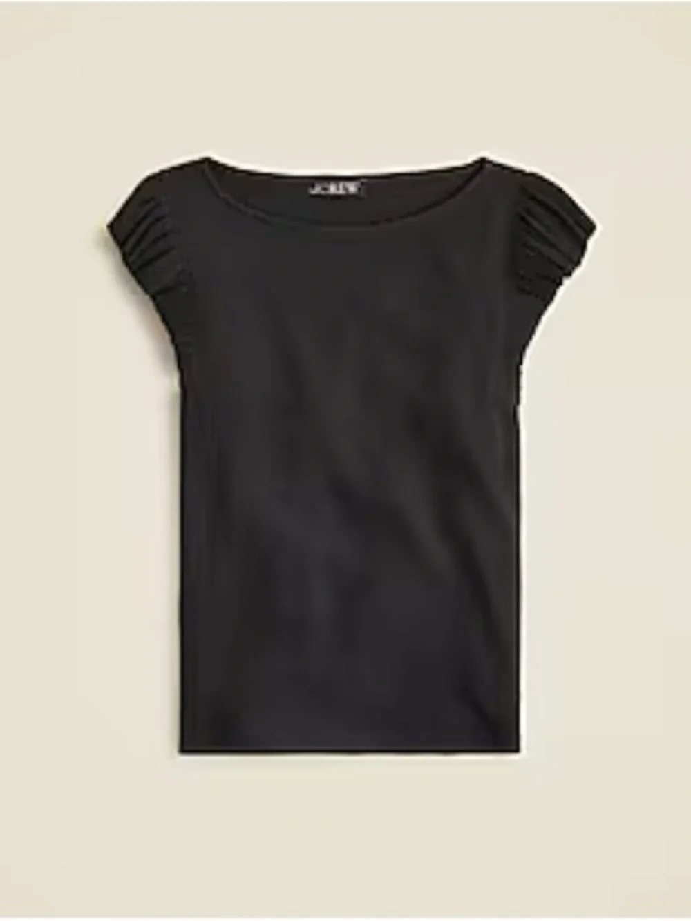 NWOT J. Crew Black Ribbed Ruffle Sleeve Top